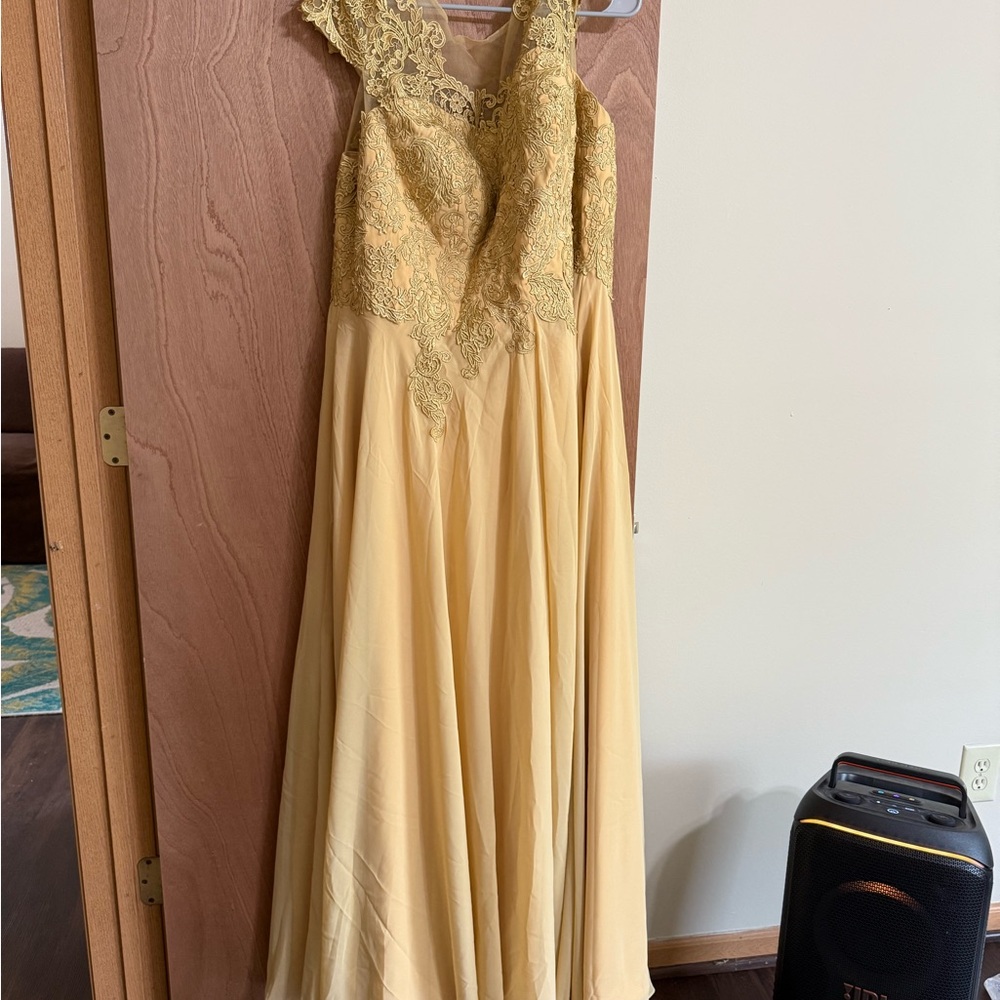 Amazon Gold Lace Prom Dress